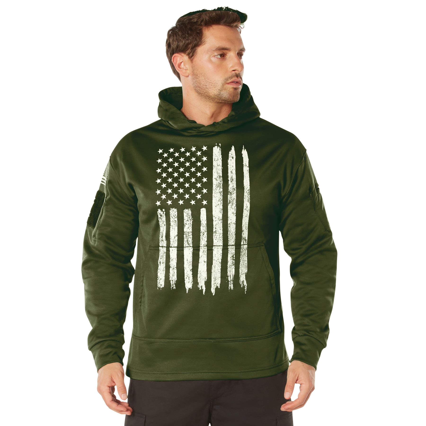 Rothco Concealed Carry U.S. Flag Hoodie - Olive Drab, X-Large