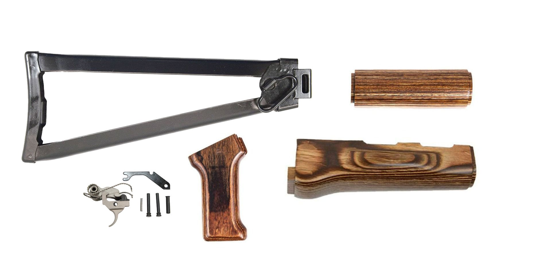 PSA AK Nutmeg Furniture Set and Folding Stock w/ PSA Custom AK-47 Enhanced Polished Nickel Boron Fire Control Group