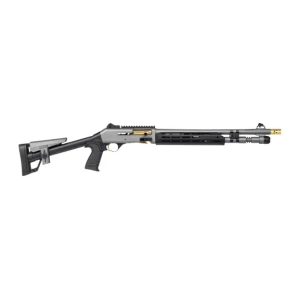 Panzer Arms PAM4CSGGTMFSS M4 Speed Pro 12 Gauge Semi-Auto 3 5+1 18.50 Gray Ported Barrel, Gray w/Gold Titanium Accents Aluminum Receiver w/Picatinny Rail, M-LOK Handguard, Skeleton Stock, Black Poly
