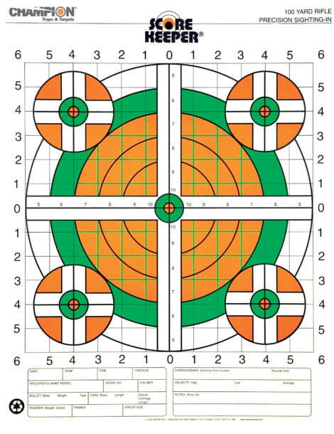 Champion Scorekeeper 100 Yard Sight-In Fluorescent Rifle Targets, 100 Pack - 45731