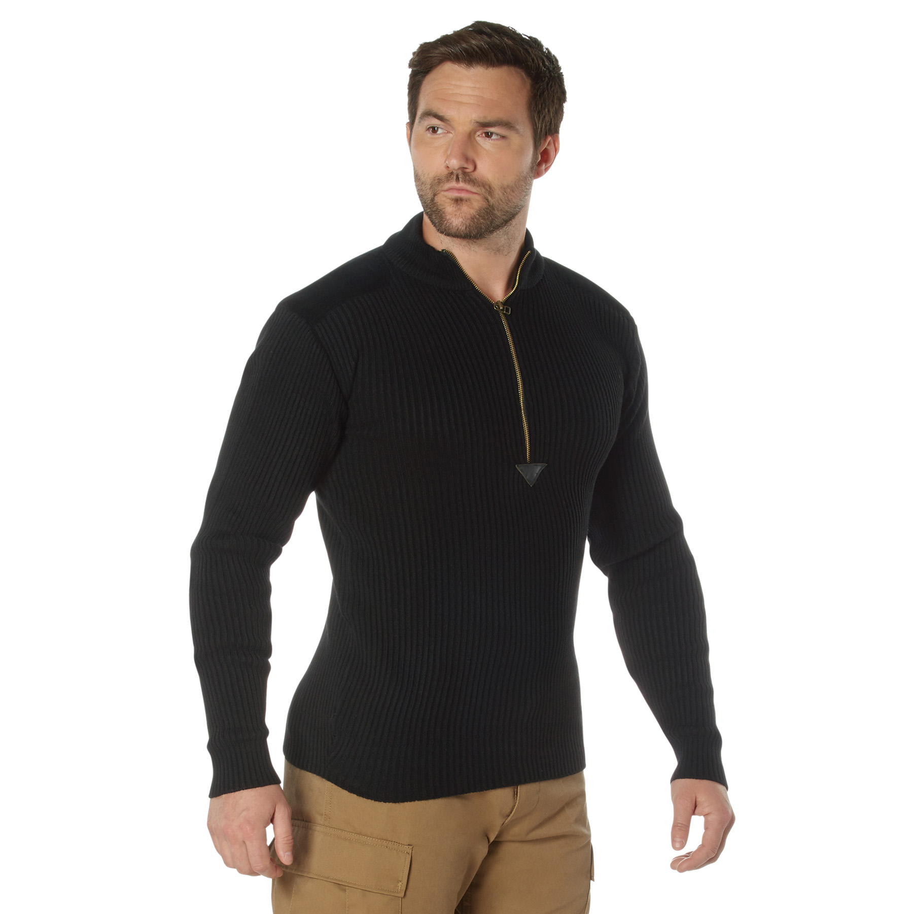 Rothco Quarter Zip Acrylic Commando Sweater - Black, X-Large