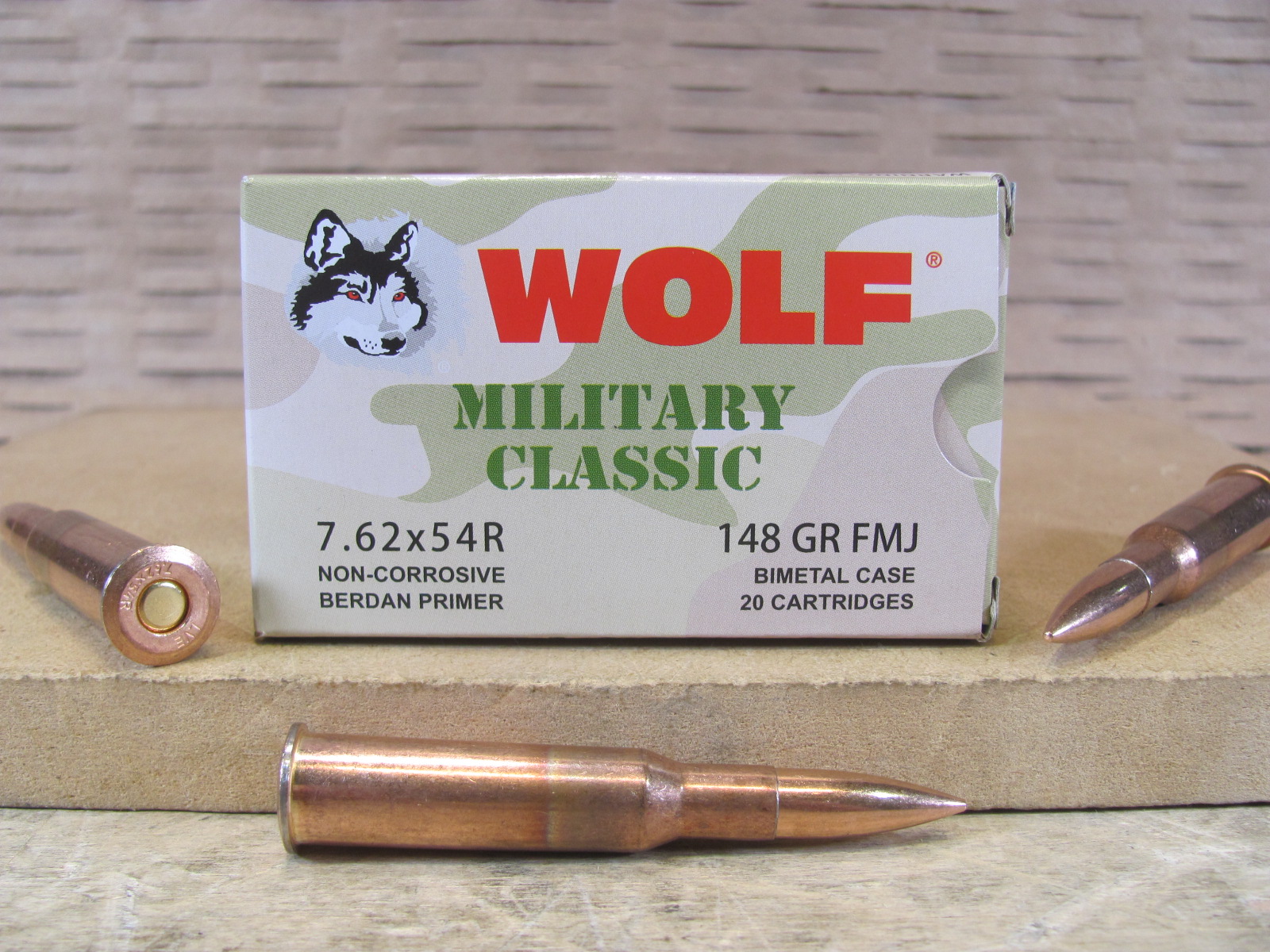 500 Round Case – 7.62x54R 148 Grain FMJ Bi-metal Case Wolf WPA Military Classic Ammo by LVE