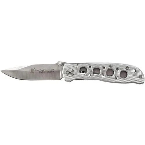 Smith & Wesson Extreme Ops Folding Drop Point Knife, Silver - CK105H