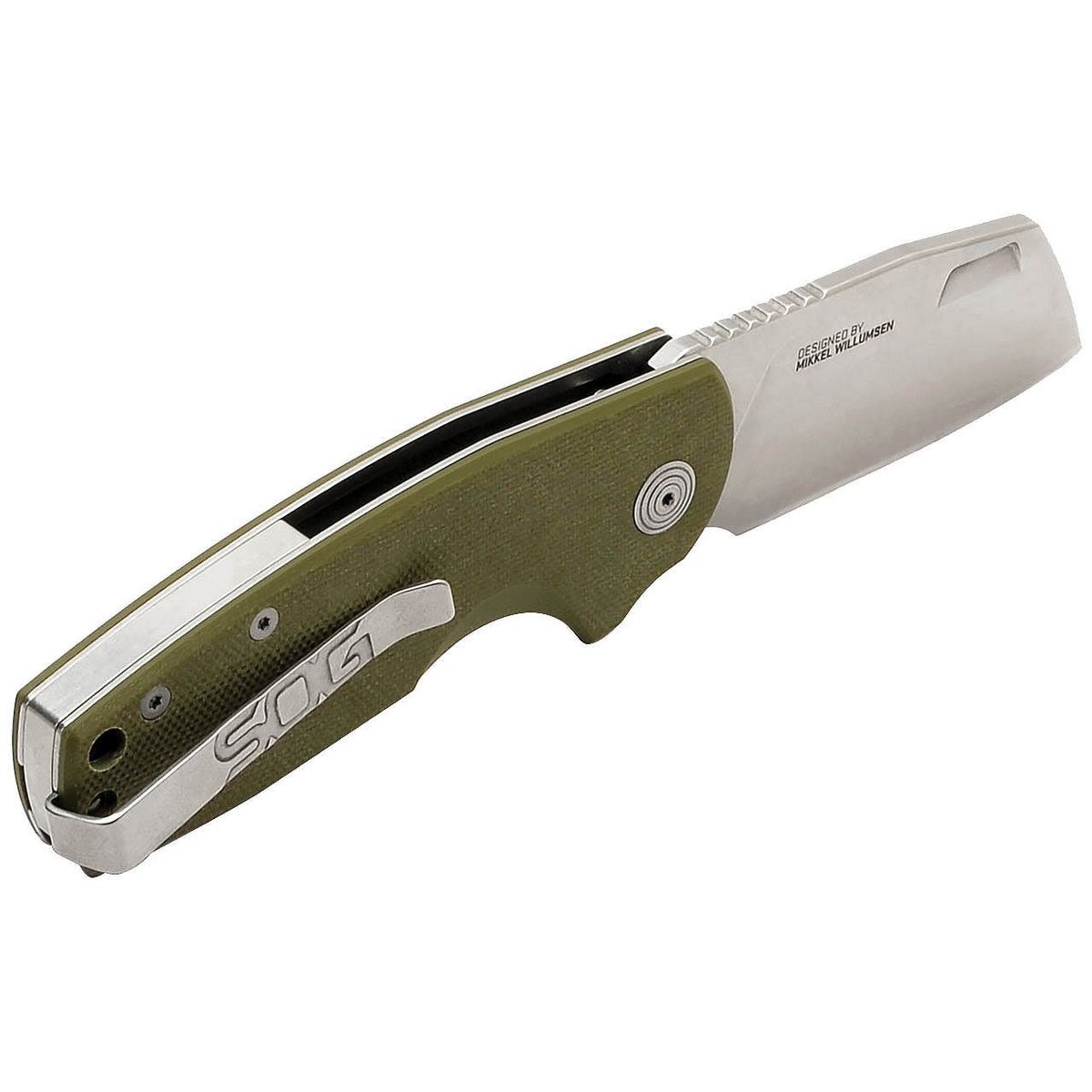 SOG Knives Stout SJ Folding Knife Cleaver OD Green - Durable, Lightweight and Reliable Handle for Versatile Cutting - SOG-16-03-06-57