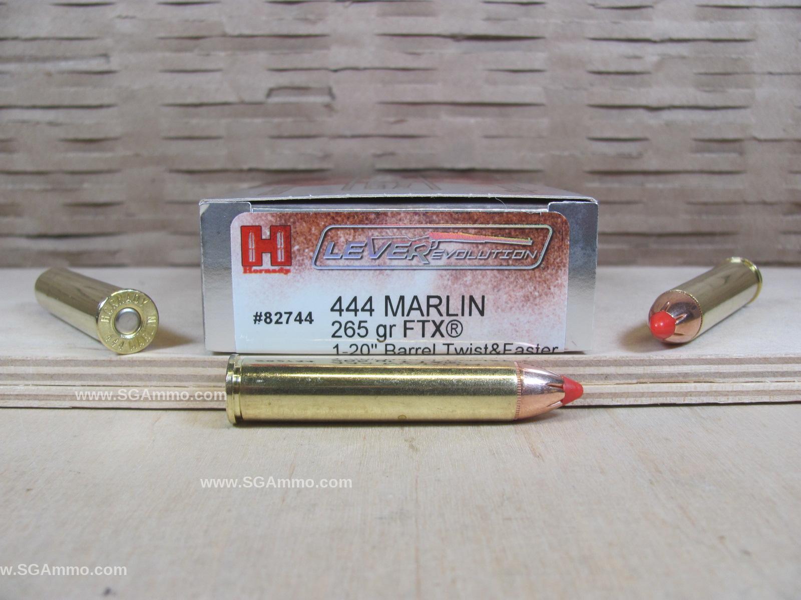 20 Round Box – 444 Marlin Hornady Lever Evolution 265 Grain Hunting Ammo – 82744