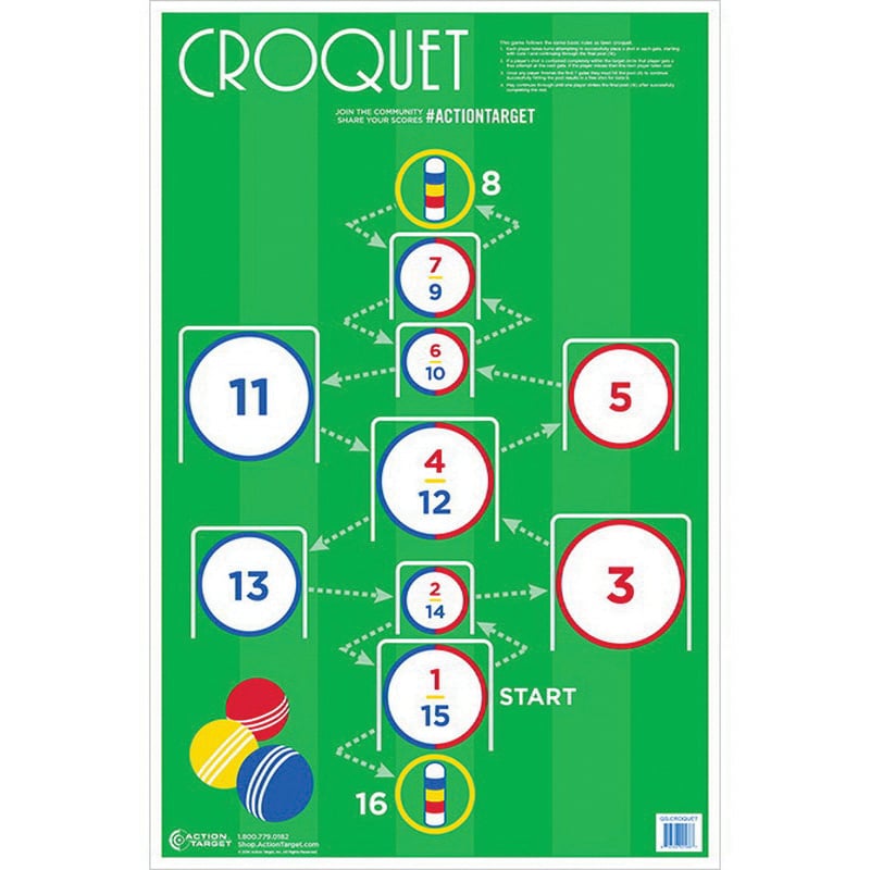 Action Target 23" x 35" Croquet Target, Multi-Color, 100/box - GS-CROQUET-100EM#