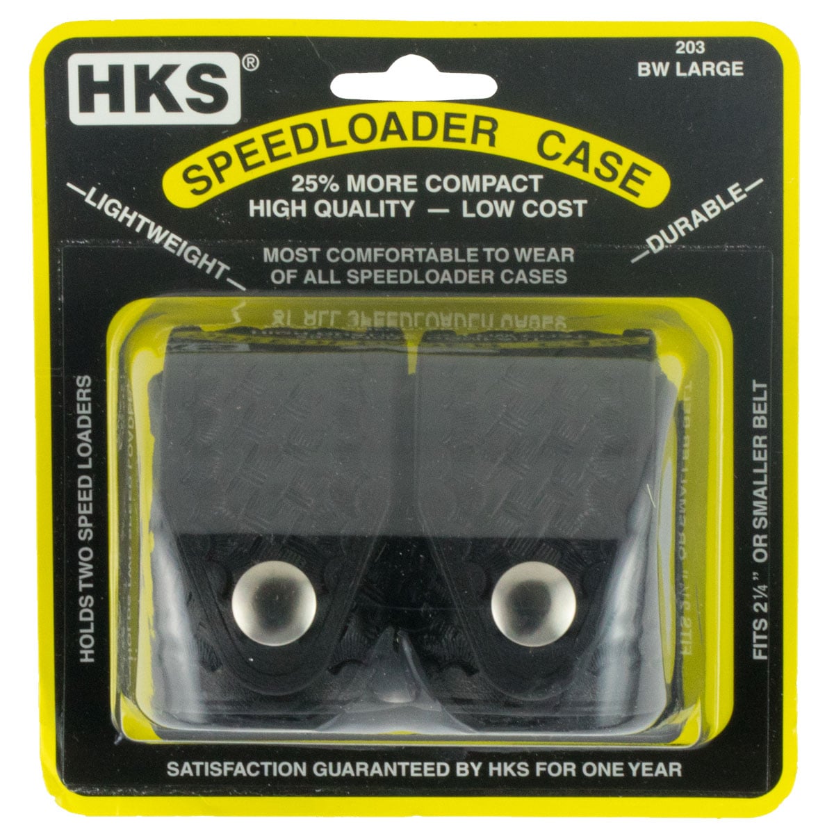 HKS Double Speedloader 38 Special/357 Mag/44 Mag/41 Mag/45 Auto Rim/ 45 Colt Hytrel, Black - 203LBB