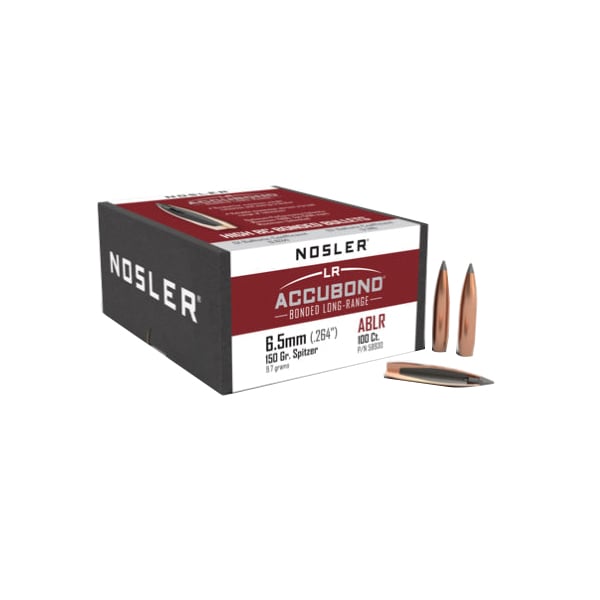 Nosler AccuBond Long Range 6.5mm BTPT Rifle Bullet, 150 gr 0.264" 100rds