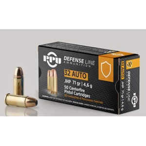 Ppu PRIVI .32 Auto JHP 71G 50 RDS Ammo