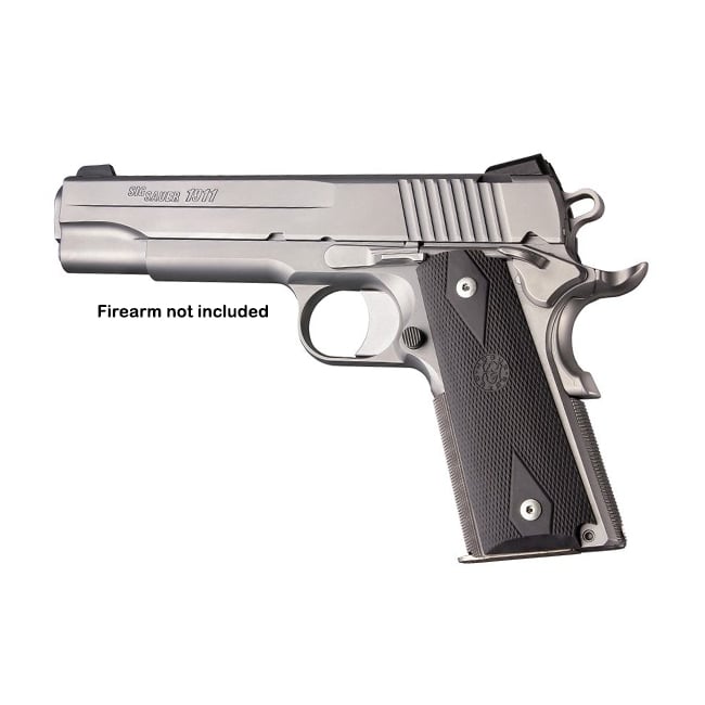 Hogue 1911 Government/Commander Rubber Grip Panels Checkered W/ Diamonds, Pewter - 45012