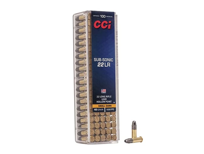 CCI .22 LR Ammo 40 Grain Sub-Sonic Lead HP 100rds - 0056