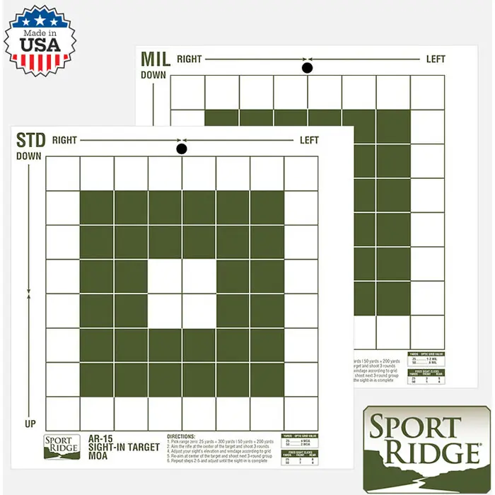 Sight in Target AR 15 MOA and MIL 10x10 inch 10 Pack White