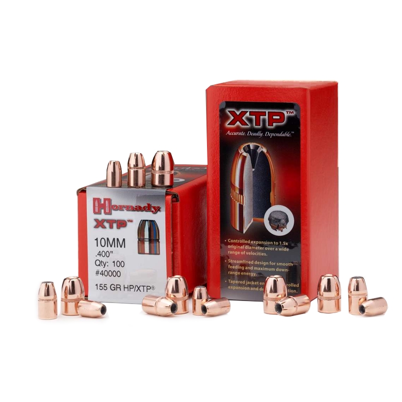 Hornady 10mm (.400) 155gr HP XTP Bullets, 100 Count – 40000