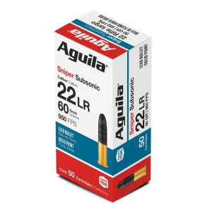 Aguila Sniper Subsonic Rimfire Ammunition .22 LR 60gr LRN 950 fps 50/ct