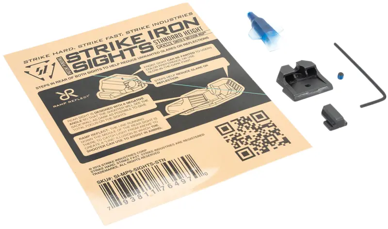 Strike Industries MP9SIGHTSSTN Strike Iron Sights Black/Blank Front Sight Black/Blank Rear Sight Smith Wesson M Standard Height
