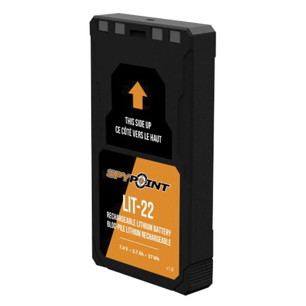 Long-Lasting Power with Spypoint Rechargeable Lithium Battery Pack - 7.4 V/5.4 Ah, Black - LIT-22