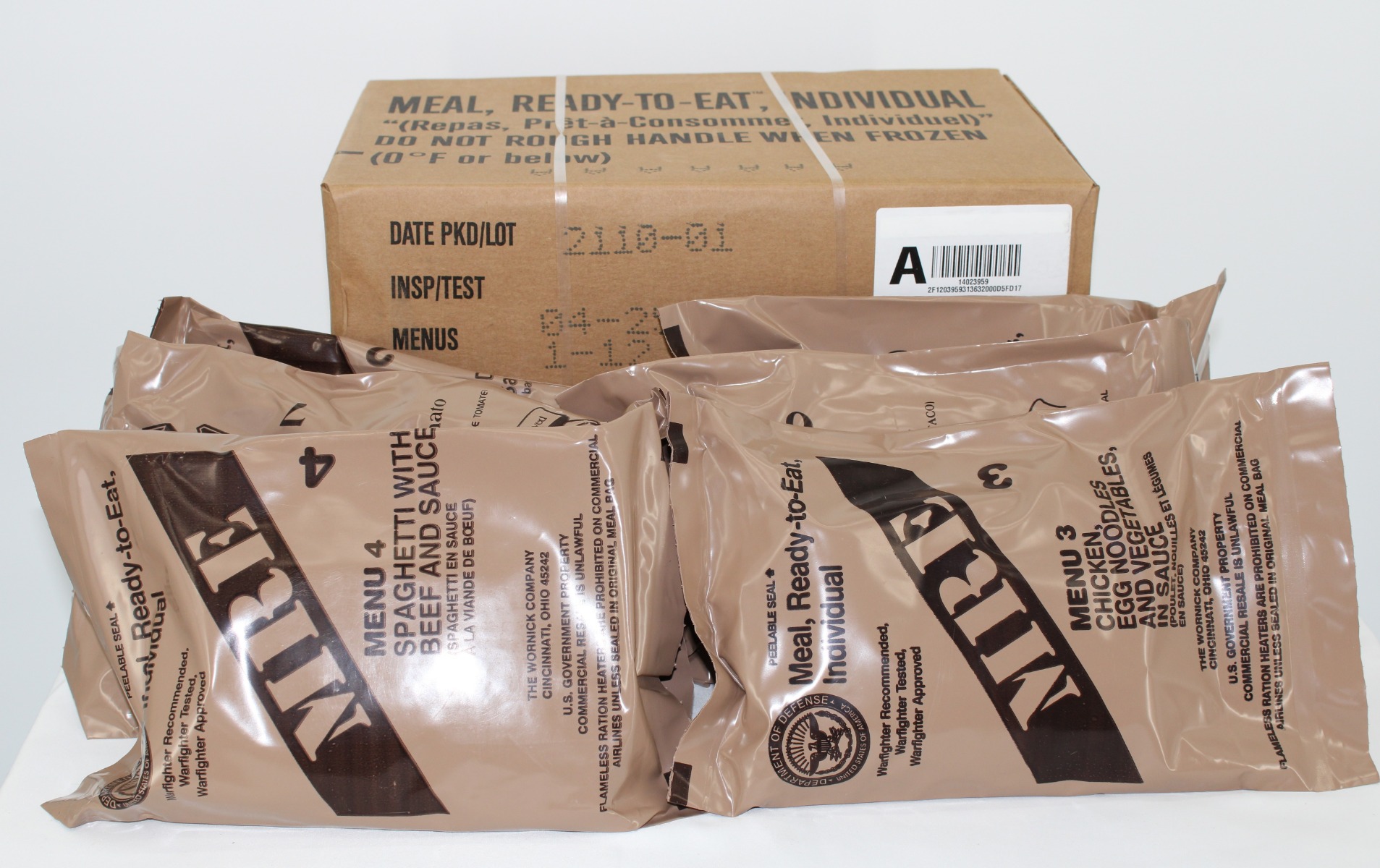 US War Fighter Military MRE (Meals Ready-To-Eat) 12 MRE Per Case - CASE A