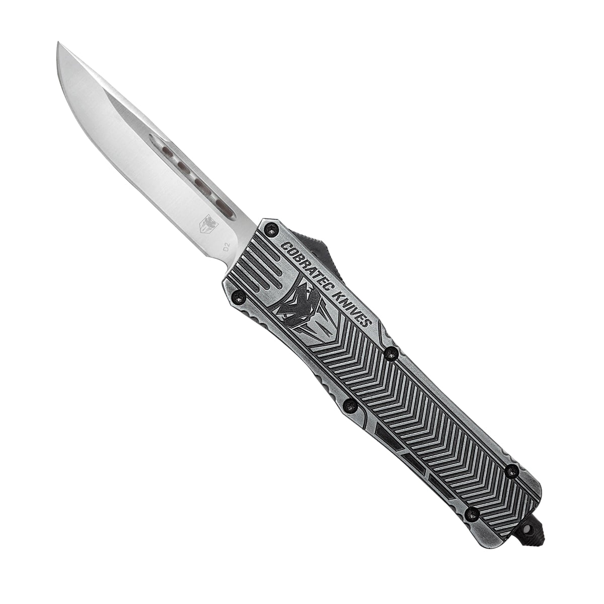CobraTec Knives CTK-1 Large OTF Knife Drop Point, Stonewashed - LSWCTK-1LDNS