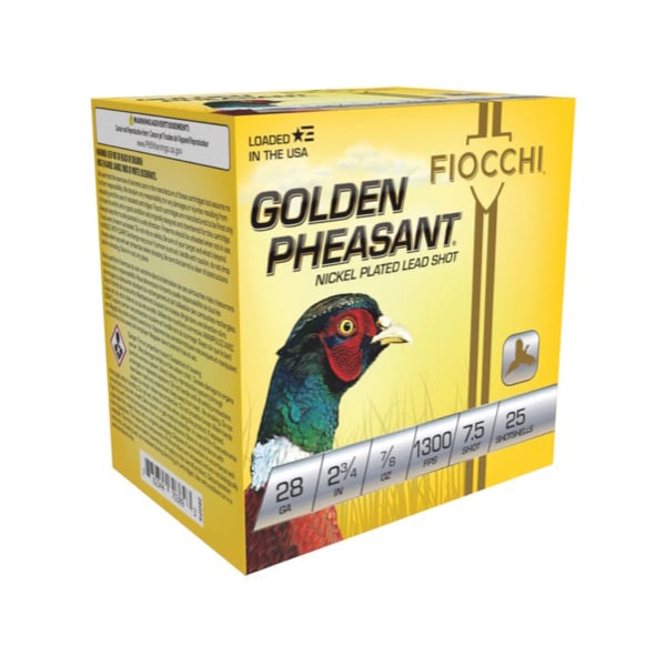 Fiocchi 28GP75 Golden Pheasant Extrema 28Gauge 2.75″ 7/8oz 7.5Shot 25 Per Box/10 Case - No Credit Card Fees - Low, flat rate shipping