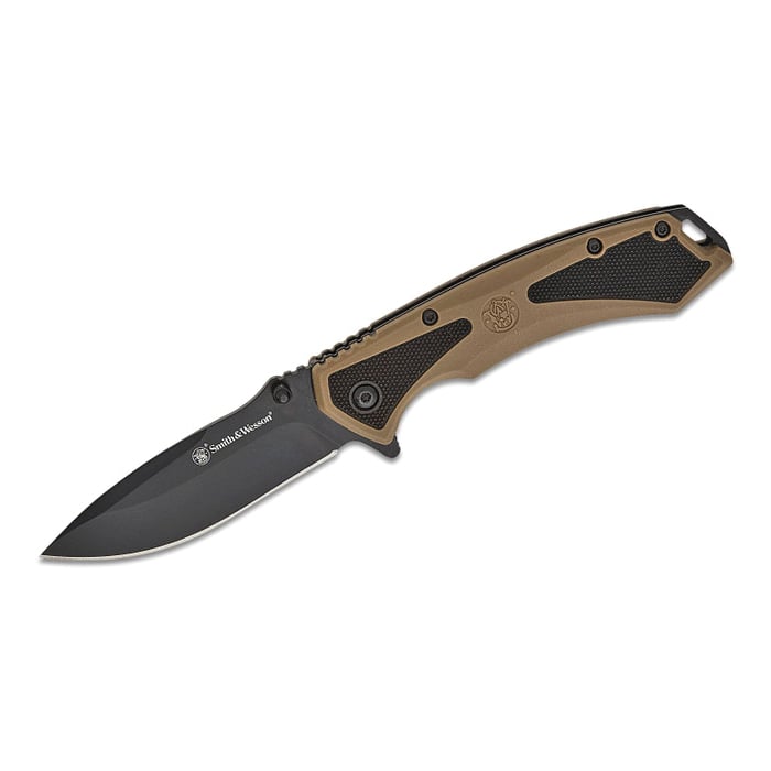 Smith & Wesson Extreme Ops Folding Knife Drop Point, Black/Tan