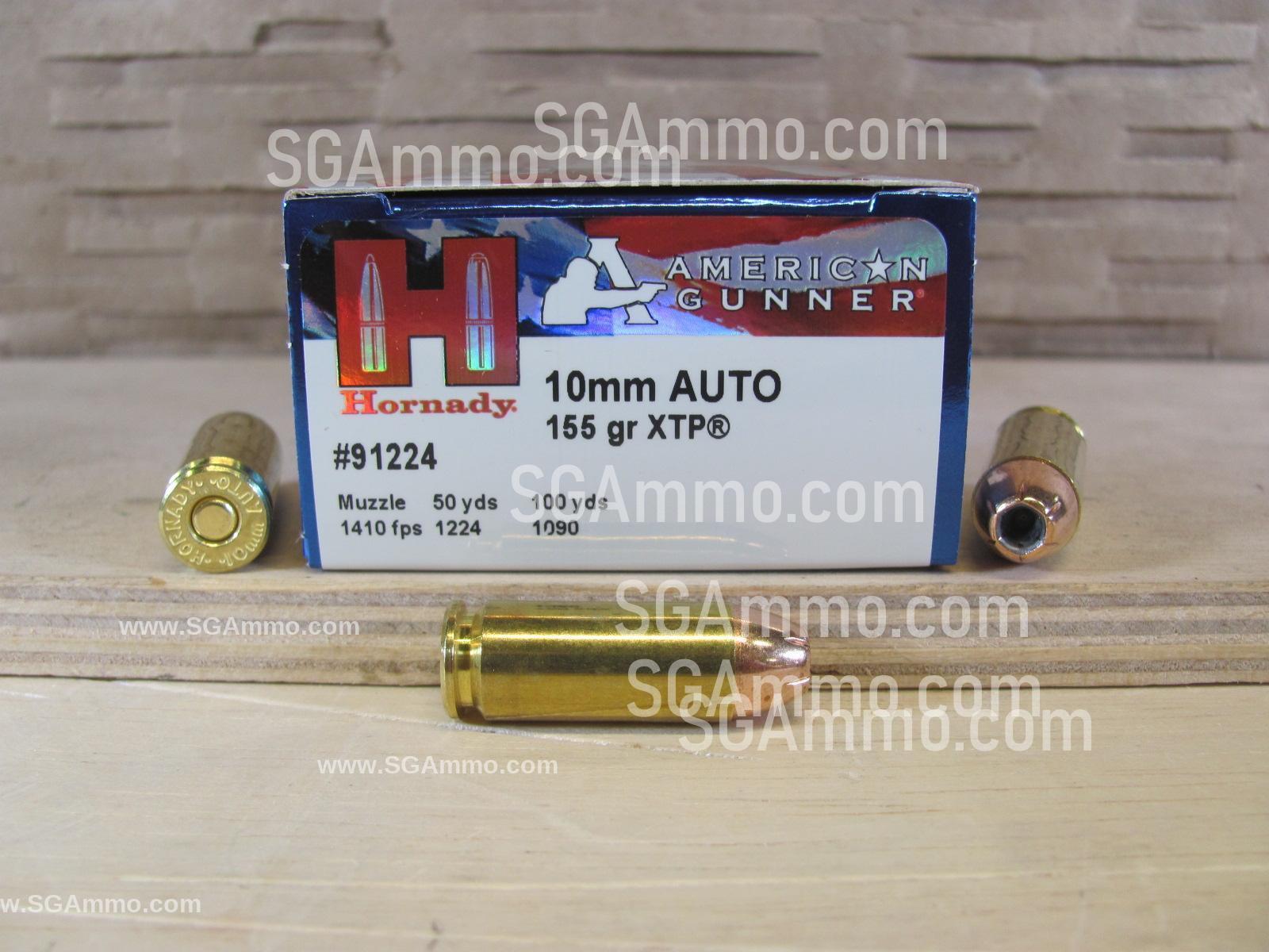 200 Round Case – 10mm Auto 155 Grain XTP Hollow Point Hornady American Gunner Ammo – 91224