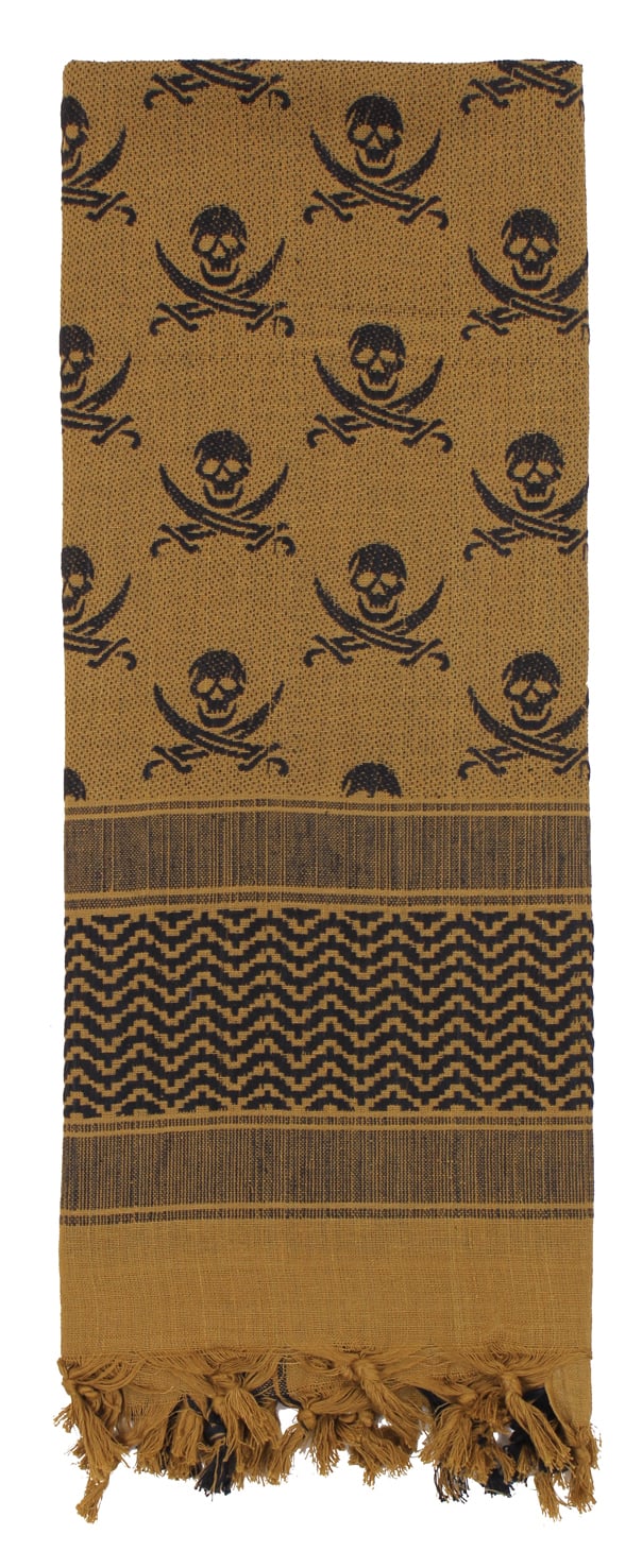 Rothco Skulls Shemagh Tactical Desert Keffiyeh Scarf - Coyote Brown
