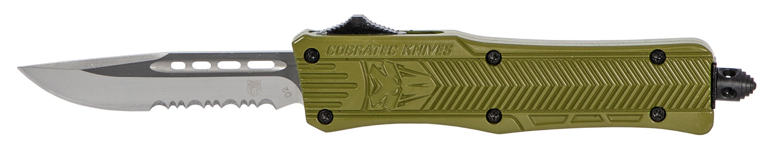 CobraTec Small CTK-1 2.75" Drop Point OTF Knife, Serrated, Olive Drab Green - SODCTK1SDS