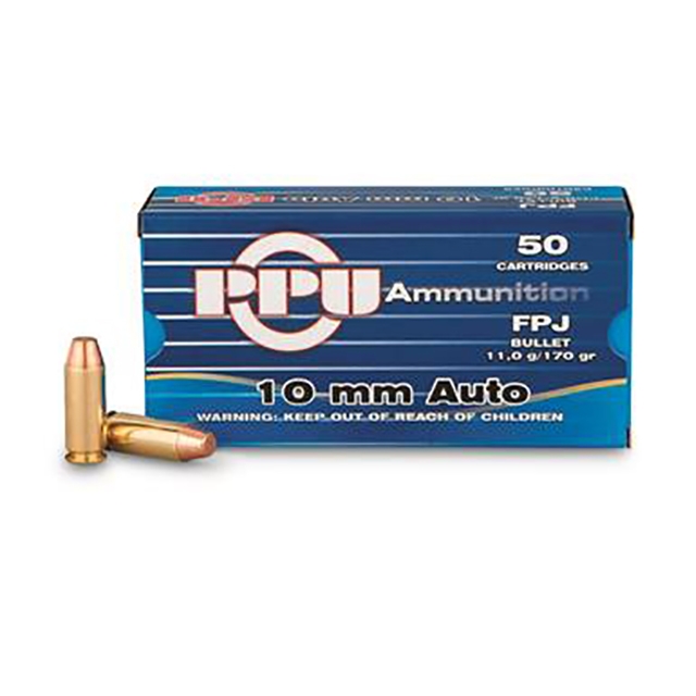 PPU Handgun Ammunition 10mm Auto 170 gr FPJ 1115 fps 50/ct - No Credit Card Fees - Low, flat rate shipping