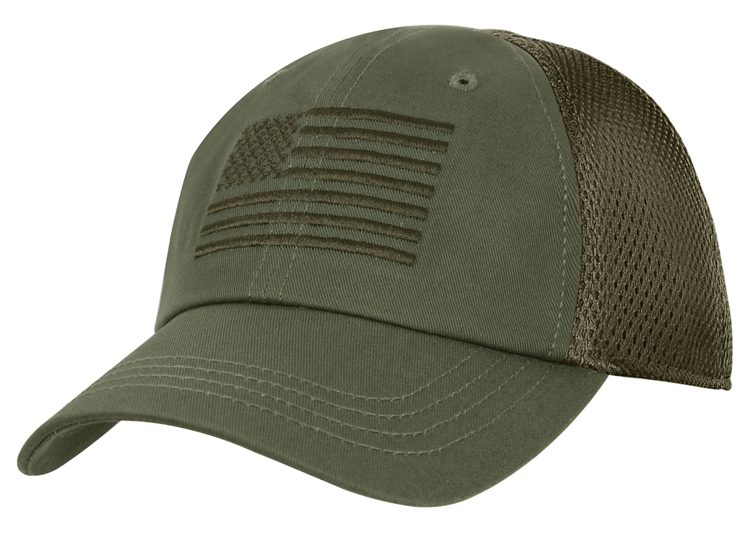 Rothco Tactical Mesh Back Cap With Embroidered Us Flag - Olive Drab