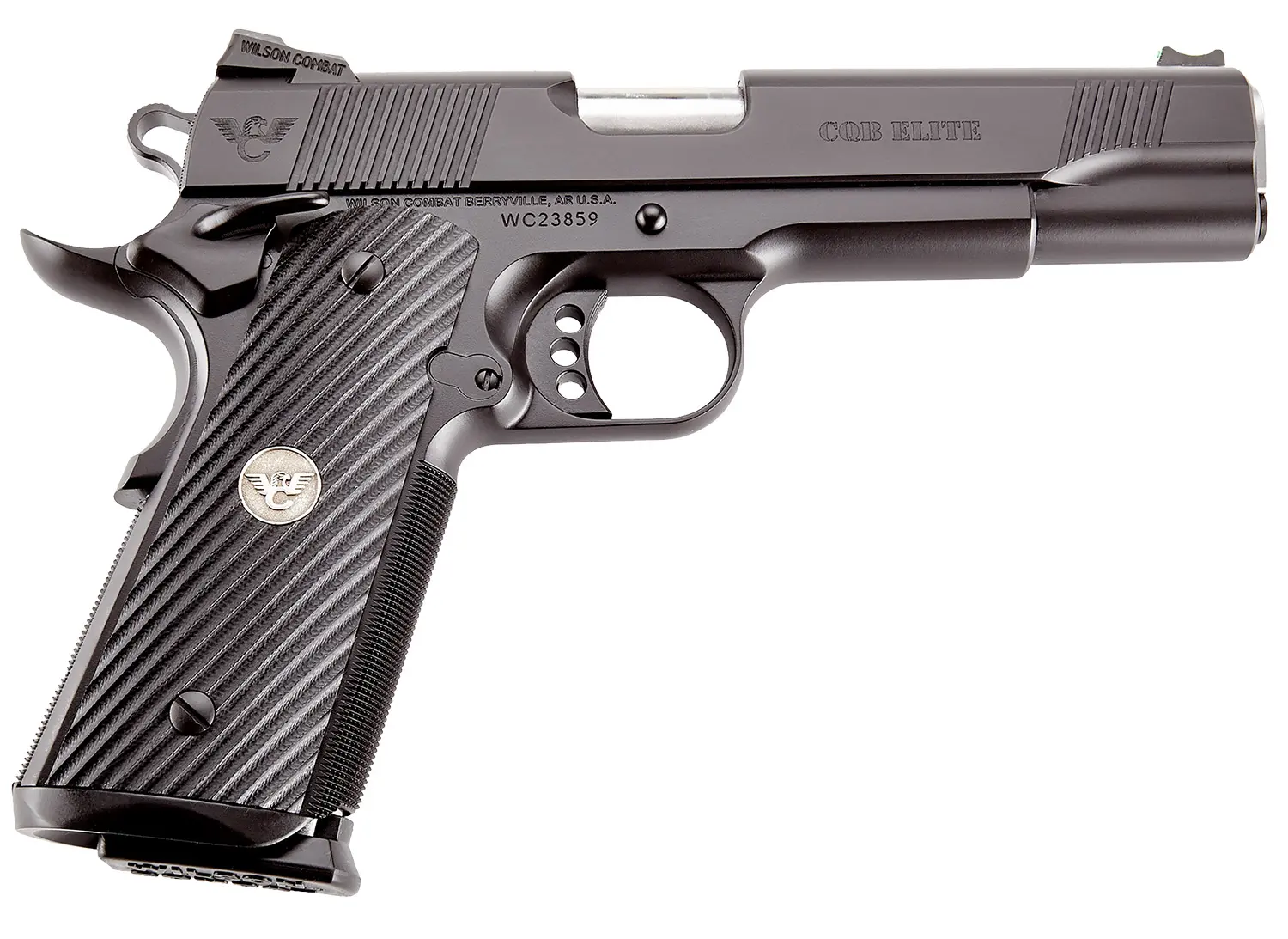 Wilson Combat CQBEFS45A CQB Elite 45 ACP 8+1 5" Stainless Match Grade Barrel, Black Serrated Carbon Steel Slide, Black Carbon Steel Frame w/Beavertail, Black G10 Starburst Grip