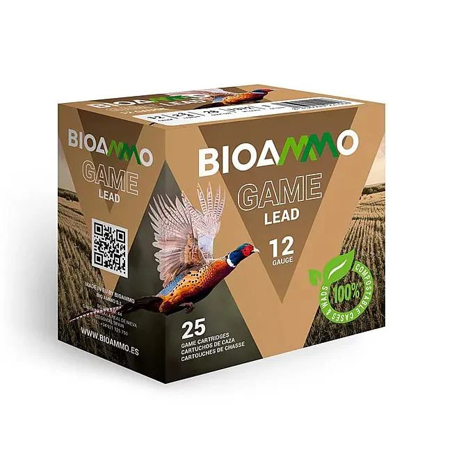 BIOAMMO Lead Game Dove Pigeon Shotshells 12 ga 2-3/4" 1-1/4 oz 1250 fps #6 25/ct