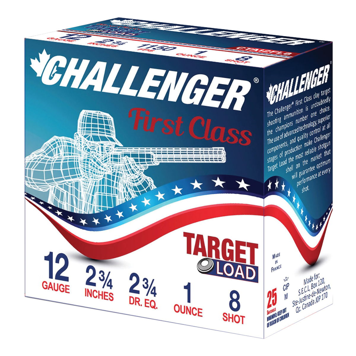 Challenger First Class Target Load 12 Gauge 2-3/4" #8 1 Ounce 250rds Case