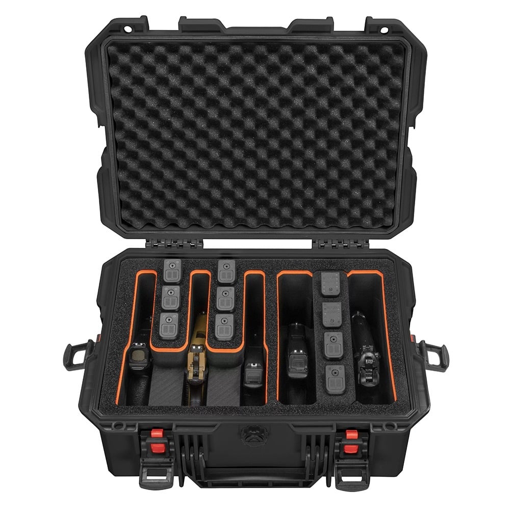 Eylar 18" Stacker Series Hard Case with RECON Rack 5 Gun EVA Foam Insert, Black