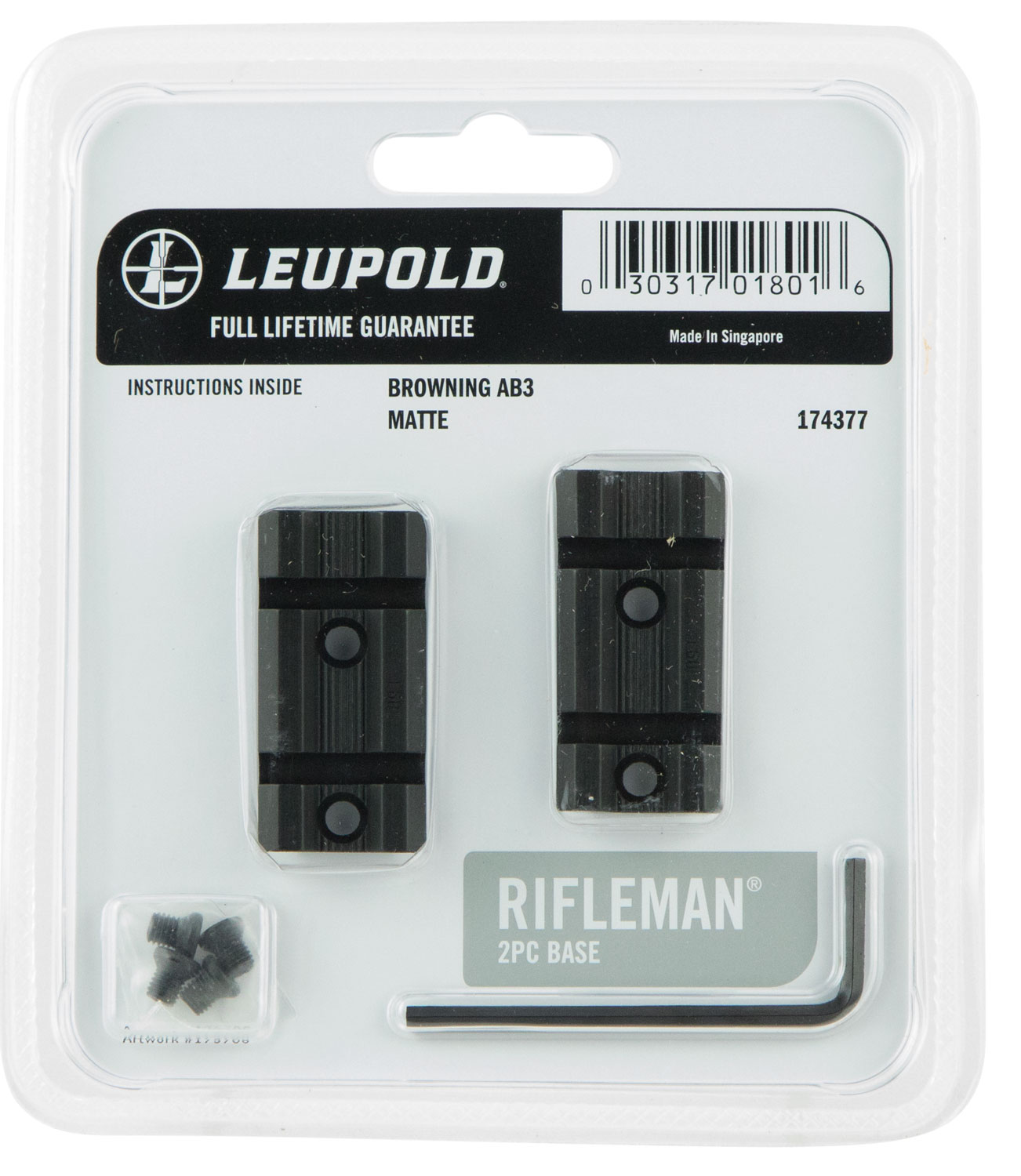 Leupold Rifleman Browning AB3 2-Piece Scope Base Aluminum, Matte Black - 174377