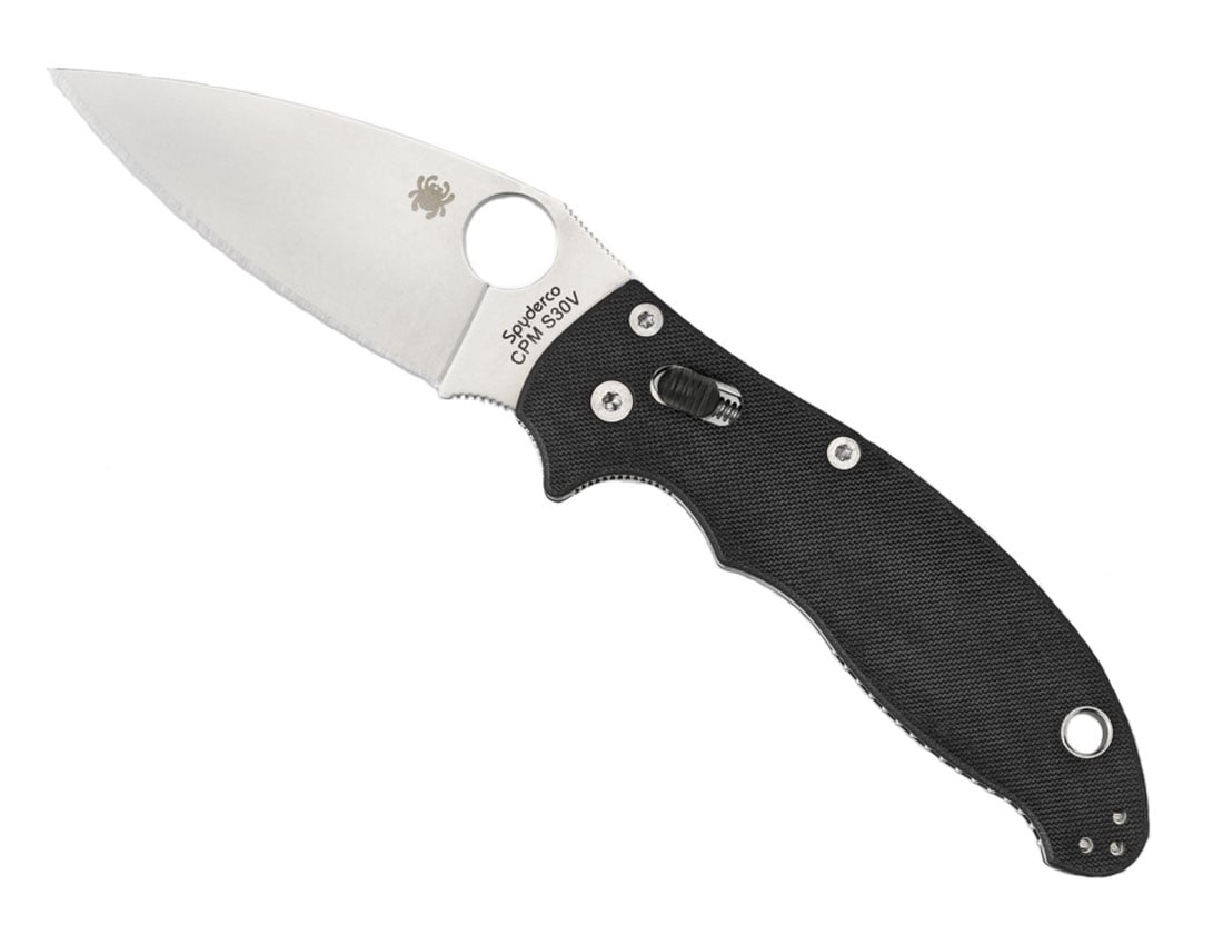 Spyderco Manix 2 G-10 Plain Edge Knife, Black - C101GP2