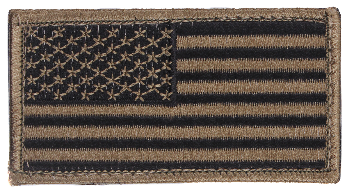 Rothco American Flag Patch - Hook Back, Black - Khaki, Orientation Normal