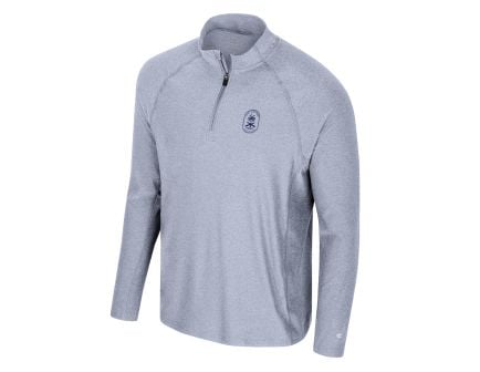 PSA Palm Tree 1/4 Zip Long Sleeve Pullover, Light Blue