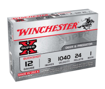 Winchester Ammo XB1231 Super-X 12 Gauge 3" 24 Pellets 1 Buck Shot