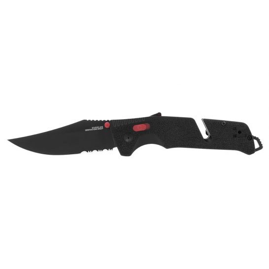 SOG Trident AT Partially Serrated Clip Point Folding Knife, Red/Black - 11-12-02-41