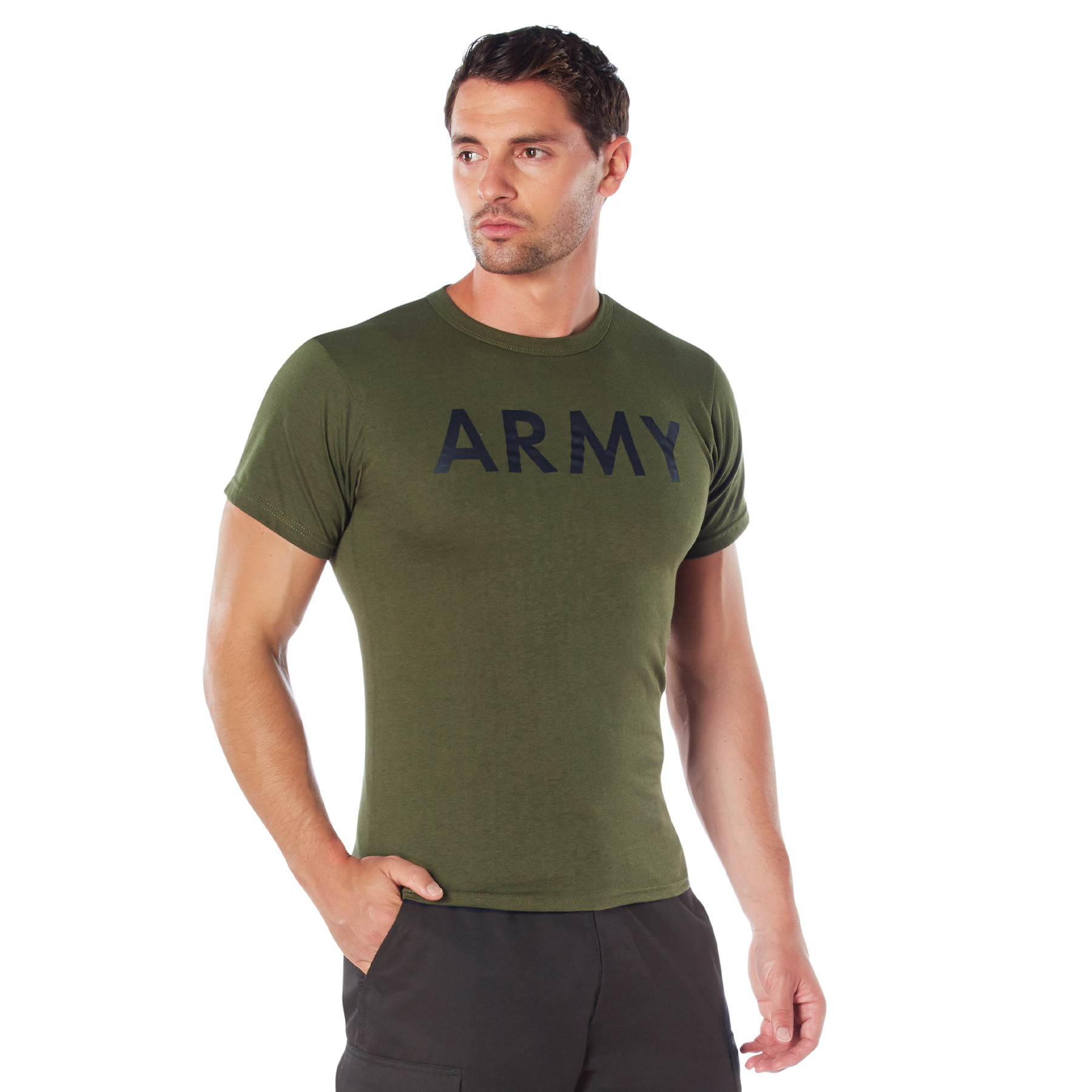 Rothco Olive Drab Military Physical Training T-Shirts - Medium, Emblem Army