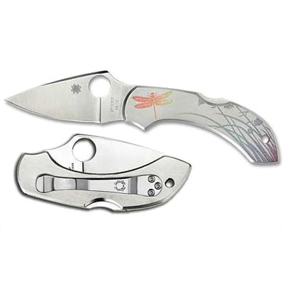 Spyderco Dragonfly Etched Lightweight Folding Knife, Stainless - C28PT