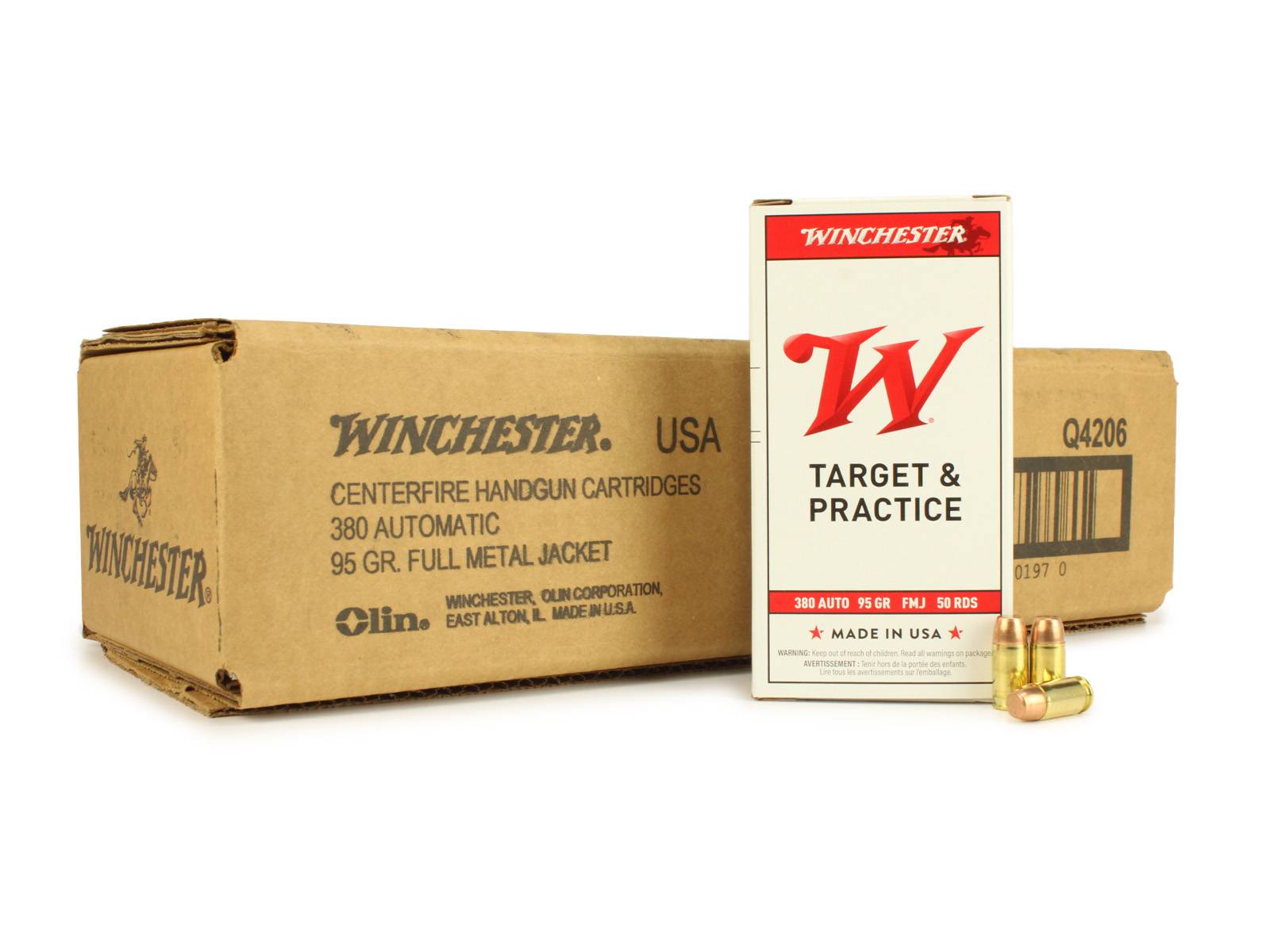 Winchester USA .380 ACP 95 Gr FMJ (Case)