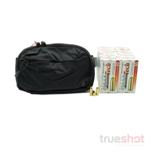 BUNDLE DEAL: Black Vertx Everyday Fanny Pack and 500 Rounds of Ammo - Maxxtech 9mm 115 Grain