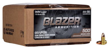 CCI 5200 Blazer Brass 9mm Luger 115 gr Full Metal Jacket 500 Bulk Pack