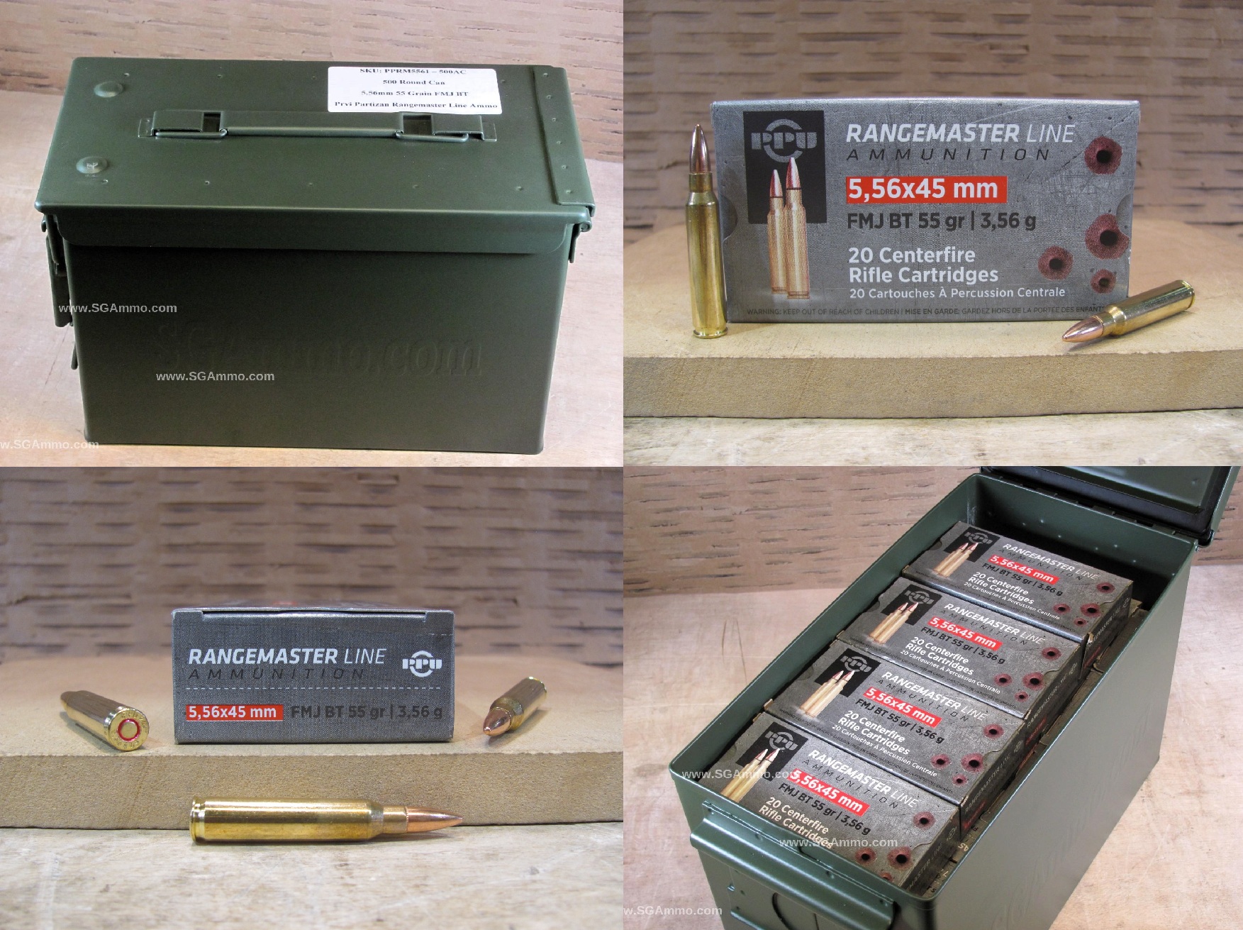 500 Round Can – 5.56mm 55 Grain FMJ BT Prvi Partizan M193 RangeMaster Line Ammo – PPRM5561 – Packed in M2A1 Canister