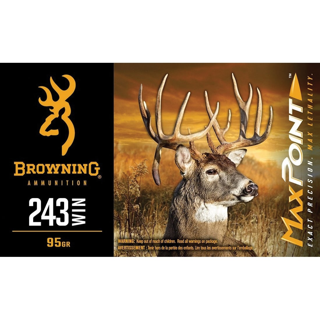 Browning Ammo B192102432 Max Point 243Win 95gr 20 Per Box/10 Case - No Credit Card Fees - Low, flat rate shipping