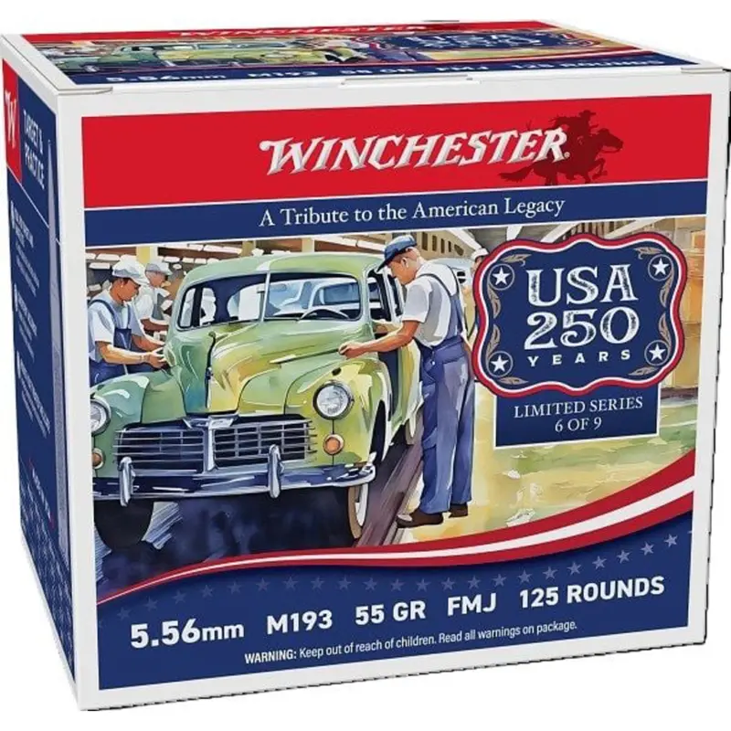 Winchester USA Anniversary Edition Rifle Ammo 5.56 NATO 55gr. FMJ LC 125 rd.