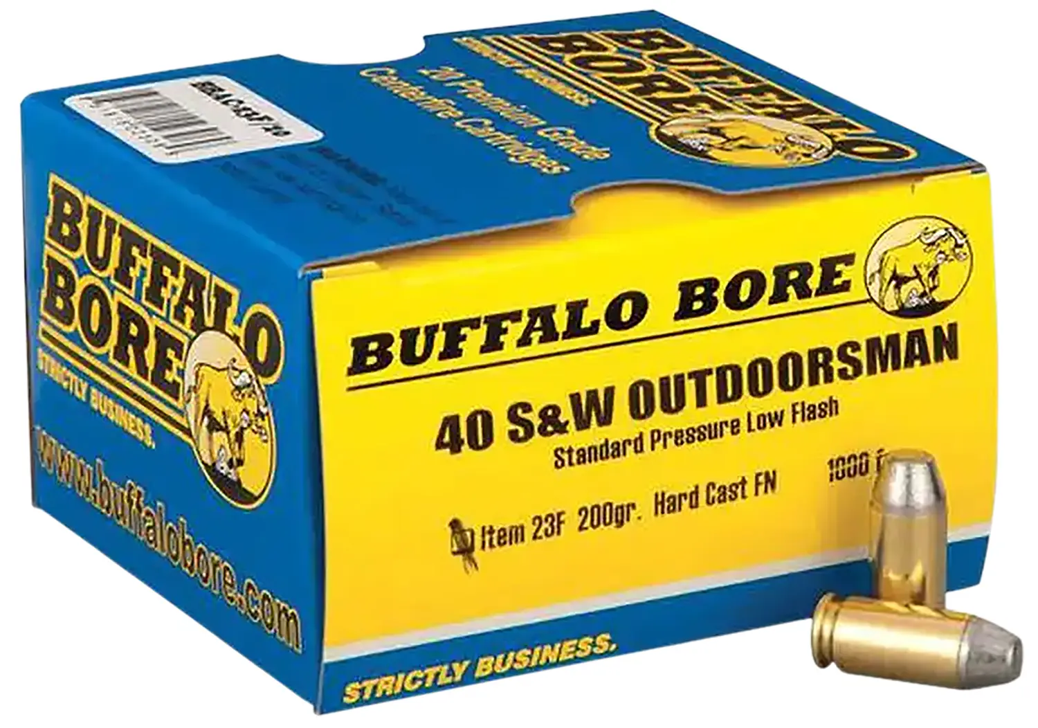Buffalo Bore Ammunition 23F20 Outdoorsman Strictly Business 40S 200gr Hard Cast Flat Nose 20 Per Box/12 Case