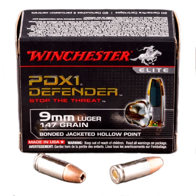Winchester PDX1 Defender 9mm Ammo 147 Gr BJHP 20rds - S9MMPDB1