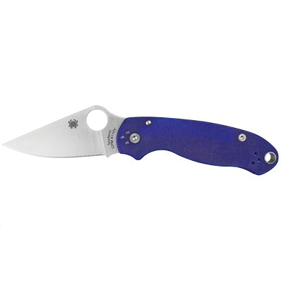 Spyderco Para 3 2.95" Plain Edge Folding Knife, Dark Blue - C223GPDBL